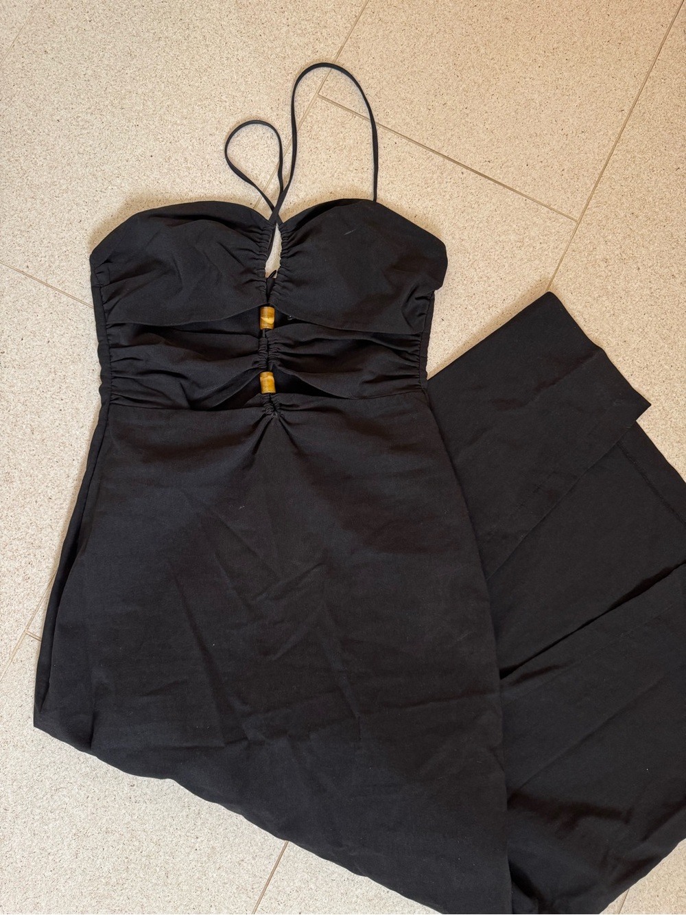 Zara Strapless Black Maxi Dress with Ruched Bodice